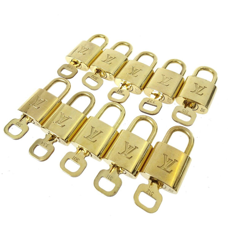LOUIS VUITTON Padlock & Key Bag Accessories Charm 10 Piece Set Gold 50855