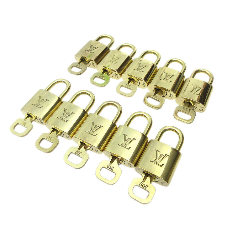 LOUIS VUITTON Padlock & Key Bag Accessories Charm 10 Piece Set Gold 40780