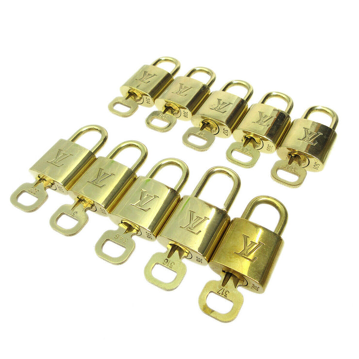 LOUIS VUITTON Padlock & Key Bag Accessories Charm 10 Piece Set Gold 81633