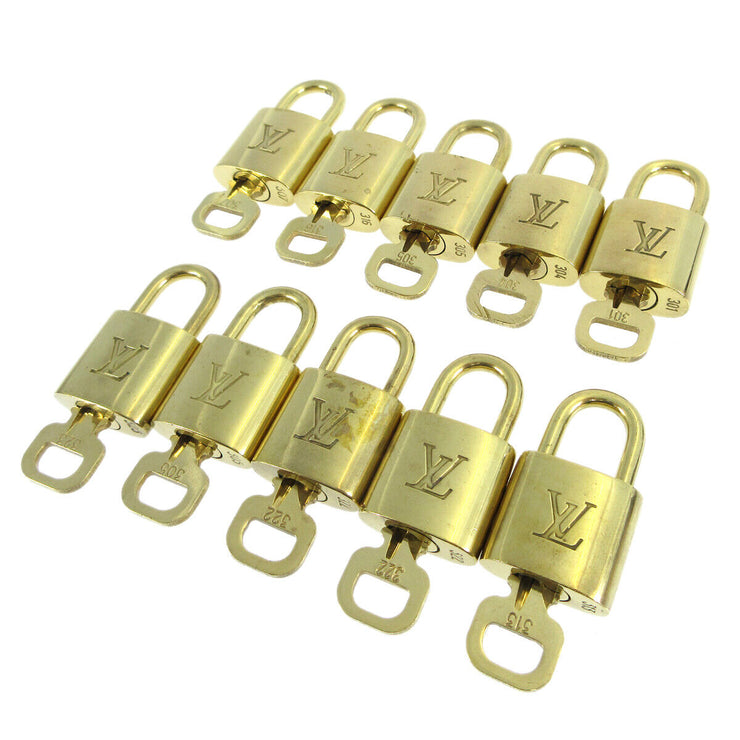LOUIS VUITTON Padlock & Key Bag Accessories Charm 10 Piece Set Gold 10802