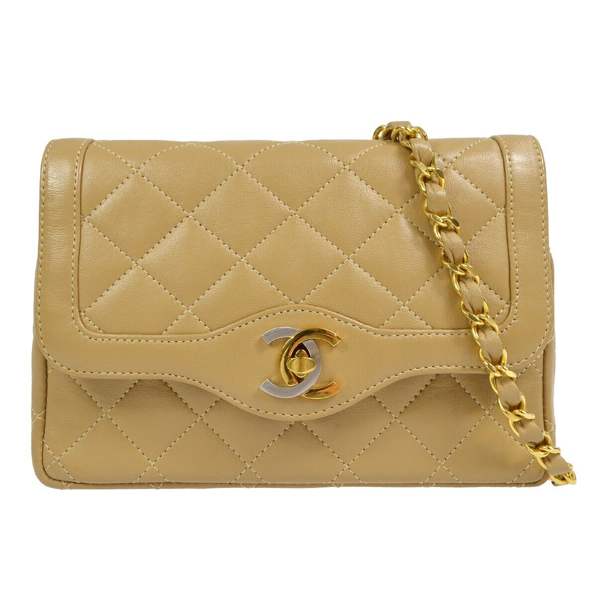 Chanel Paris Limited Single Chain Shoulder Bag Beige