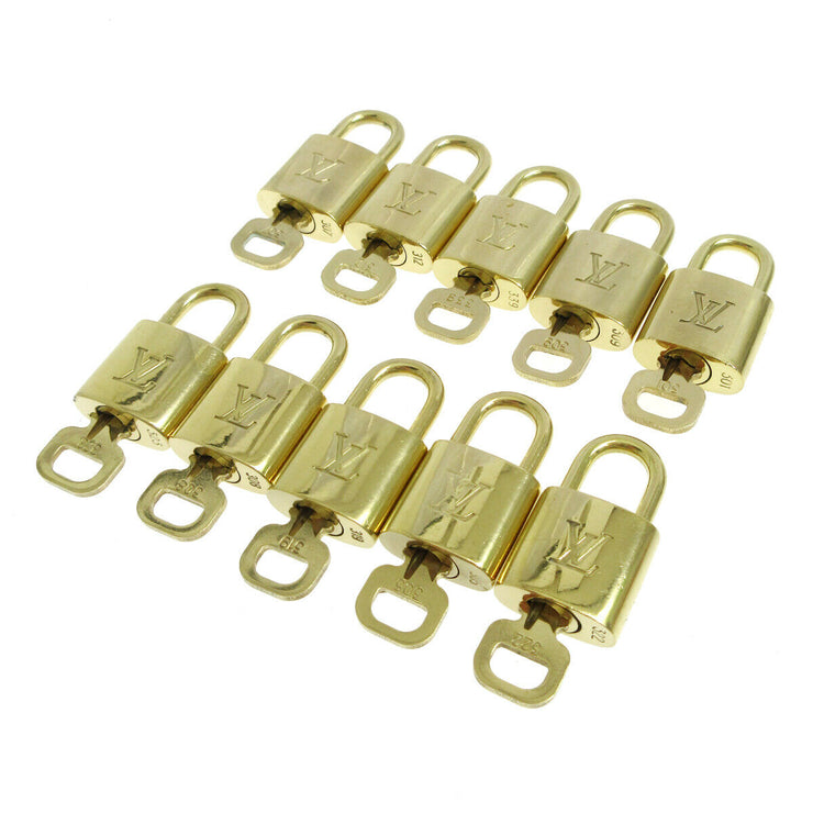 LOUIS VUITTON Padlock & Key Bag Accessories Charm 10 Piece Set Gold 33527