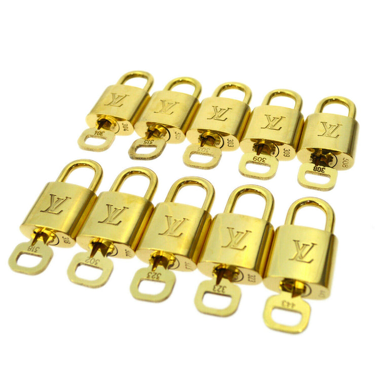 LOUIS VUITTON Padlock & Key Bag Accessories Charm 10 Piece Set Gold 81657