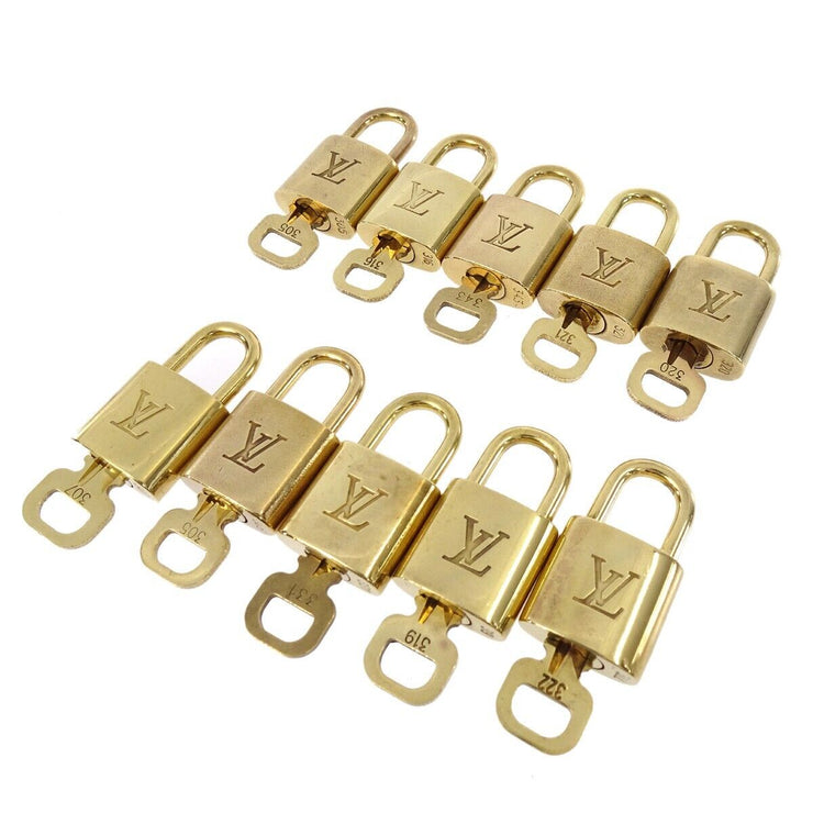 LOUIS VUITTON Padlock & Key Bag Accessories Charm 10 Piece Set Gold 41946
