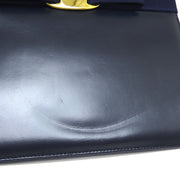 Salvatore Ferragamo Vara Bow 2way Hand Bag BA 214178 Purse Navy Leather AK38325e