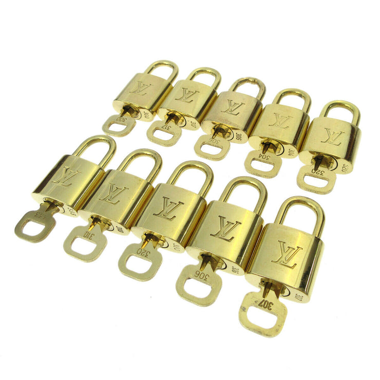 LOUIS VUITTON Padlock & Key Bag Accessories Charm 10 Piece Set Gold 70501