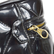 CHANEL Heart Mirror Cosmetic Vanity Handbag Purse Black Patent leather AK16670c
