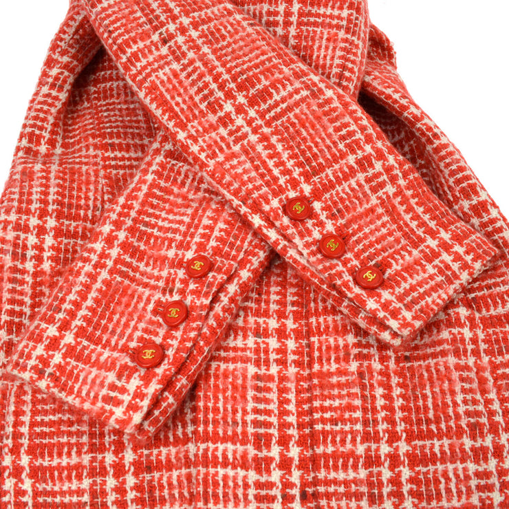 CHANEL CC Logos Long Sleeve Jacket Tweed Red 97P #38 AK34108k