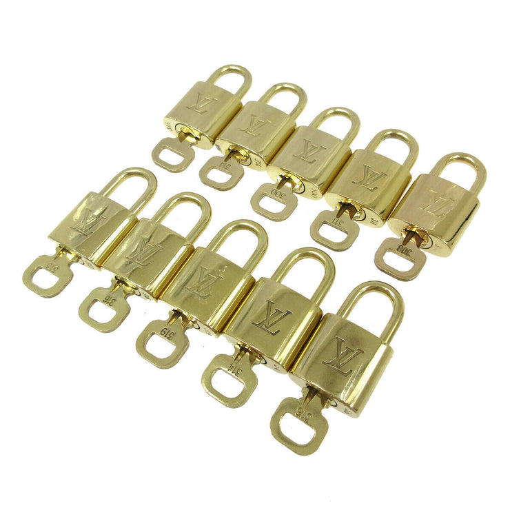 LOUIS VUITTON Padlock & Key Bag Accessories Charm 10 Piece Set Gold 32579