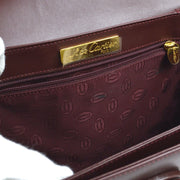 CARTIER Must De Cartier Cross Body Shoulder Bag Bordeaux Leather O02413c