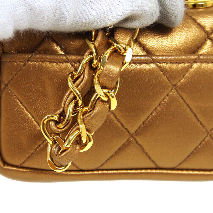 CHANEL Quilted CC Chain Mini Hand Bag Pouch 2308372 Bronze Leather  AK31567f