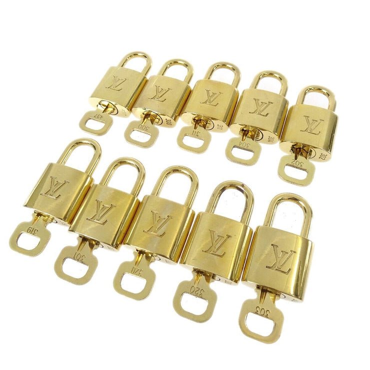 LOUIS VUITTON Padlock & Key Bag Accessories Charm 10 Piece Set Gold 50735