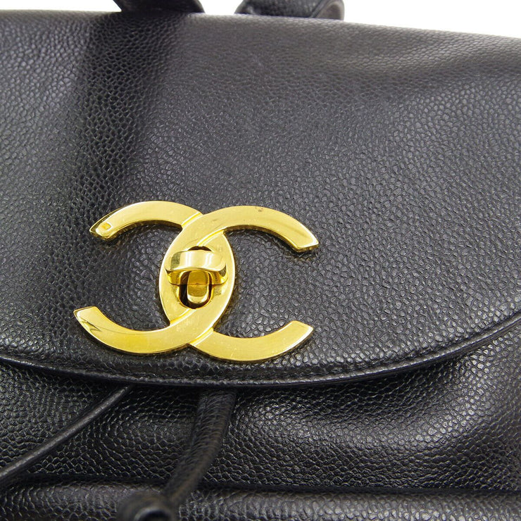 CHANEL CC Chain Backpack Bag 3694088 Purse Black Caviar Skin Leather 02907
