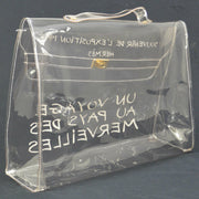 HERMES Vinyl Kelly Beach Hand Bag SOUVENIR DE L'EXPOSITION 1997 Clear AK38328i