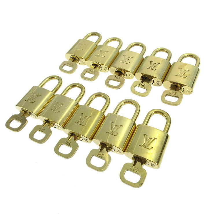 LOUIS VUITTON Padlock & Key Bag Accessories Charm 10 Piece Set Gold 50390