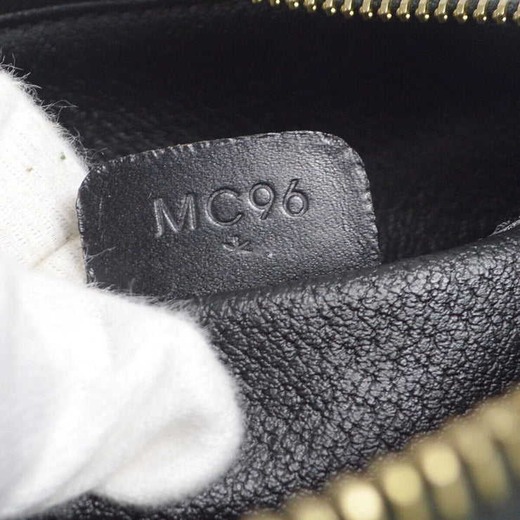 Celine Macadam Pattern Vanity Handbag Black PVC Leather Italy MC96* 68838