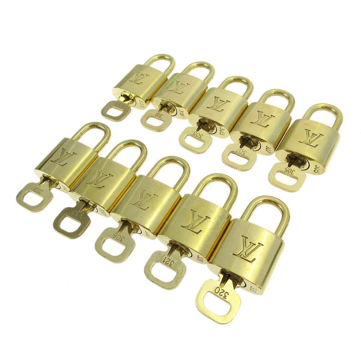 LOUIS VUITTON Padlock & Key Bag Accessories Charm 10 Piece Set Gold 50397