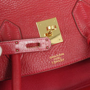 HERMES BIRKIN 35 Handbag Taurillon Clemence Rouge B?F 47741