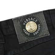 VERSACE Medusa Charm Straight Pants Black Cotton #26/40 Italy 00148
