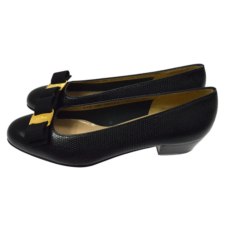 Salvatore Ferragamo Vara Bow Shoes Pumps Black #6 2/1 C 338 DB 40562 NR14020h