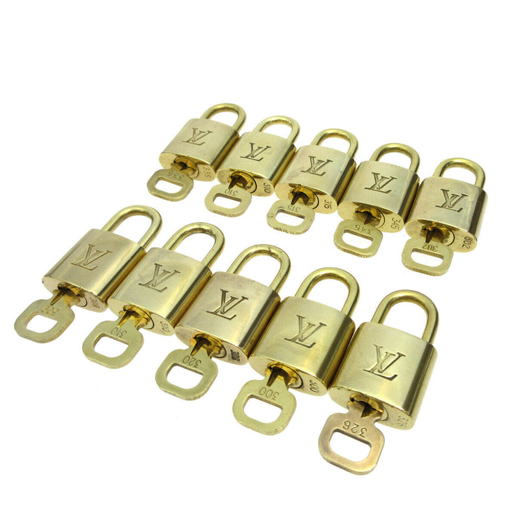 LOUIS VUITTON Padlock & Key Bag Accessories Charm 10 Piece Set Gold 92422