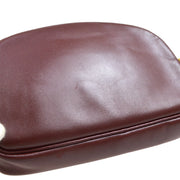 CARTIER Must De Cartier Shoulder Bag Purse Italy Bordeaux Leather 42044