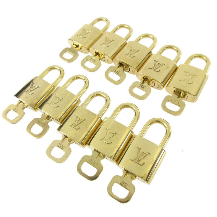 LOUIS VUITTON Padlock & Key Bag Accessories Charm 10 Piece Set Gold 11370