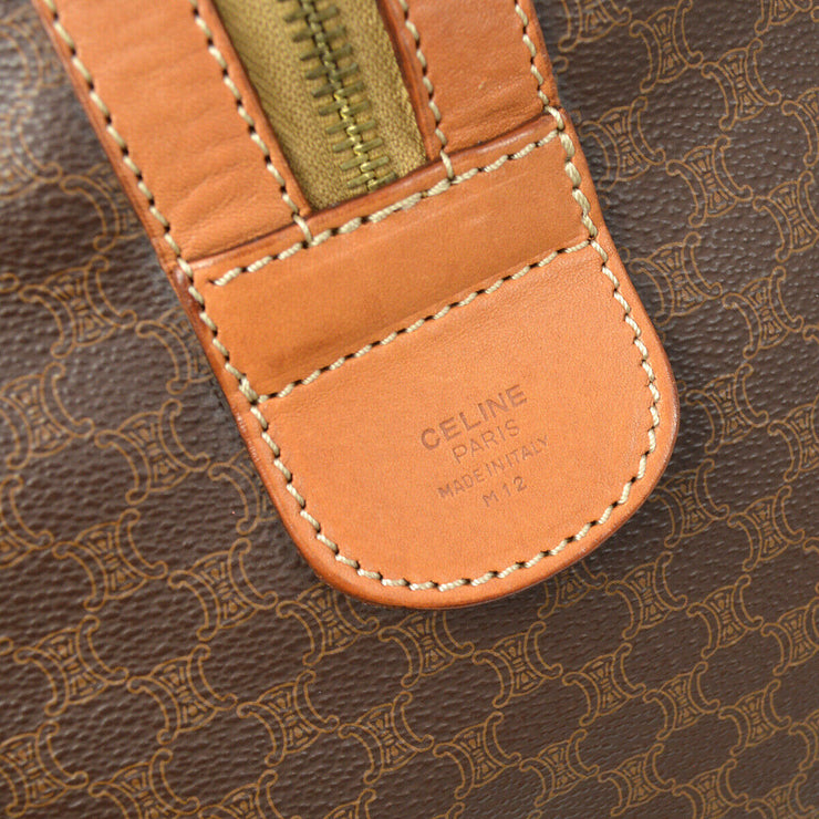 CELINE Macadam Boston Hand Bag M12 Purse Brown PVC Leather Vintage Italy 37831