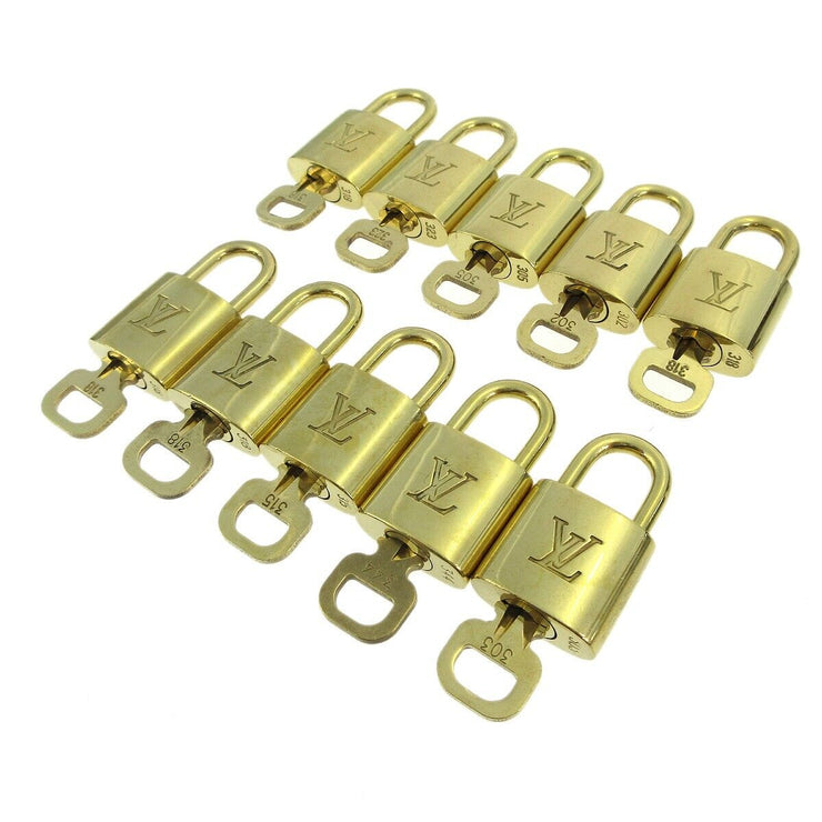 LOUIS VUITTON Padlock & Key Bag Accessories Charm 10 Piece Set Gold 50392