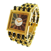 CHANEL CC Mademoiselle Watch Wristwatch Leather 18K #M Ladies BT08835