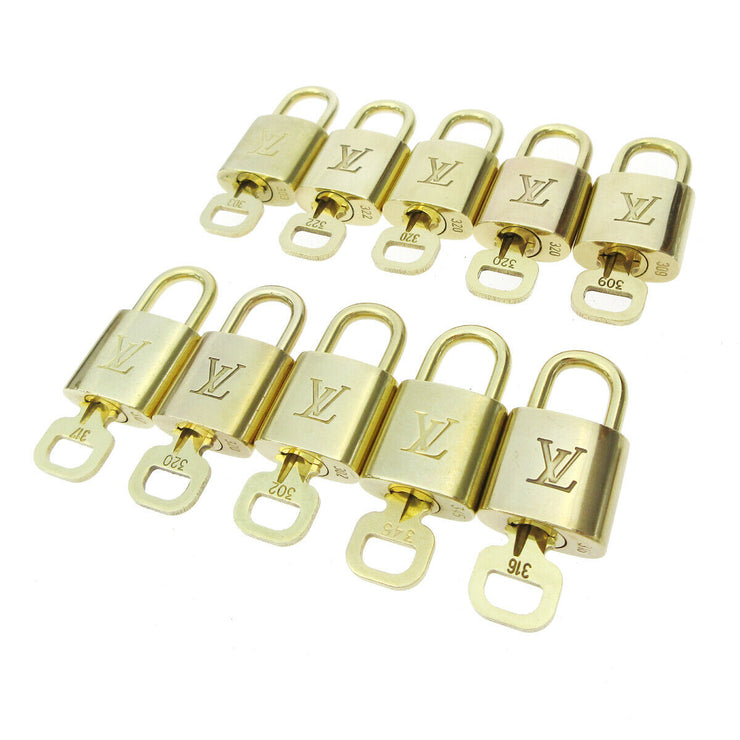 LOUIS VUITTON Padlock & Key Bag Accessories Charm 10 Piece Set Gold 72317