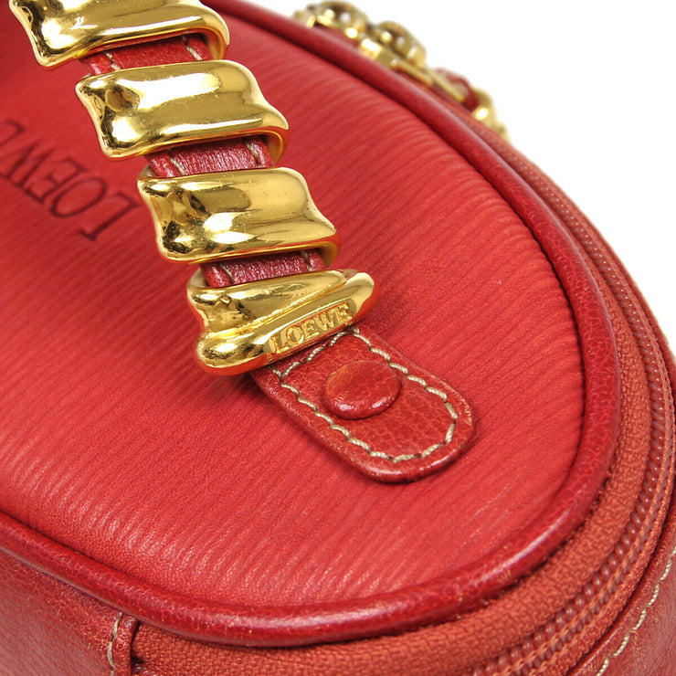LOEWE Logo Velazquez Shoulder Bag Leather Scarlet Gold Made In