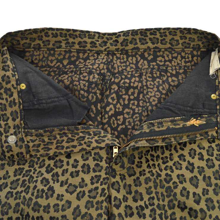 FENDI Vintage Leopard Pattern Long Pants Brown Black AK37958b