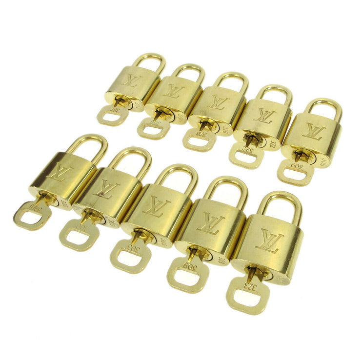 LOUIS VUITTON Padlock & Key Bag Accessories Charm 10 Piece Set Gold 70188