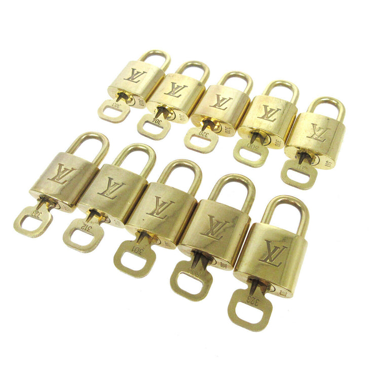 LOUIS VUITTON Padlock & Key Bag Accessories Charm 10 Piece Set Gold 40604