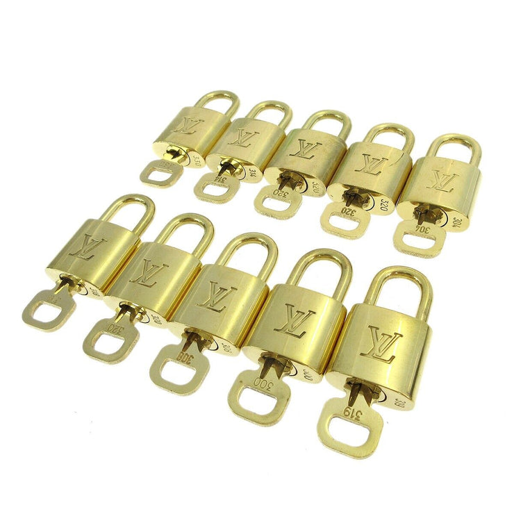 LOUIS VUITTON Padlock & Key Bag Accessories Charm 10 Piece Set Gold 50393