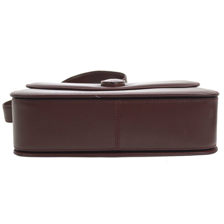 CARTIER Must De Cartier Cross Body Shoulder Bag Bordeaux Leather O02413c