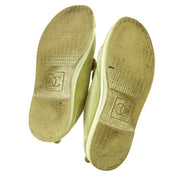 CHANEL CC Logos Bi-color Sneakers Shoes Light Green Suede 06C #35 01095