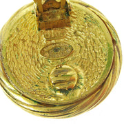 CHANEL CC Logos Button Motif Earrings Gold-Tone Clip-On 93P 2919 02753