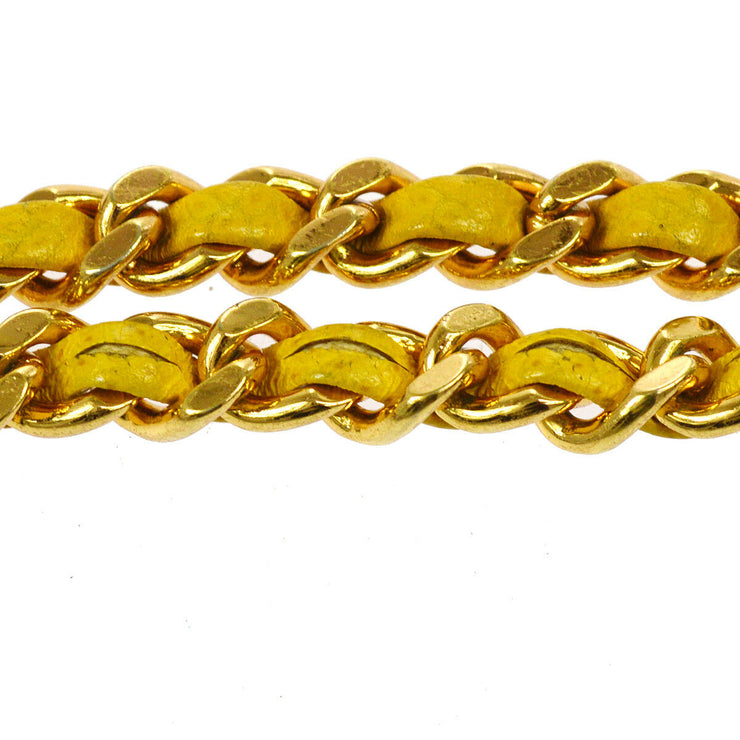 CHANEL CC Chain Shoulder Bag Phone Case Yellow Caviar Skin Leather AK16613h