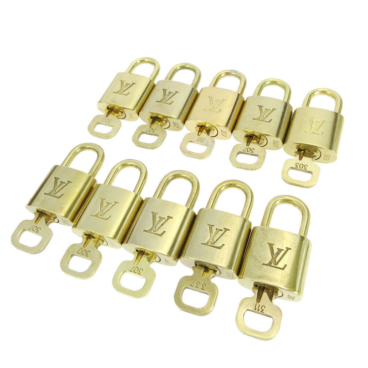 LOUIS VUITTON Padlock & Key Bag Accessories Charm 10 Piece Set Gold 34665