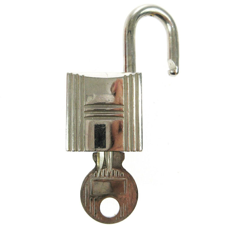 HERMES Set of Padlock & Key Cadena Silver-Tone Bag Accessories Charm 00358