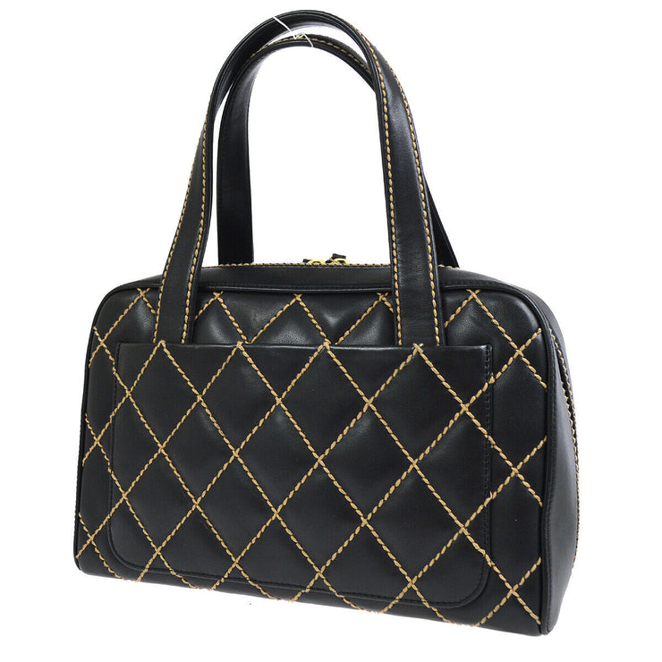 CHANEL Wild Stitch CC Hand Bag Black 10315
