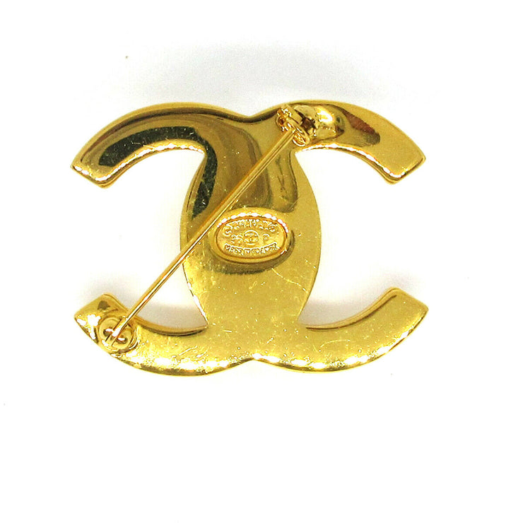 CHANEL CC Logos Turnlock Motif Brooch Pin Corsage Gold-Tone 96P Vintage A46626c