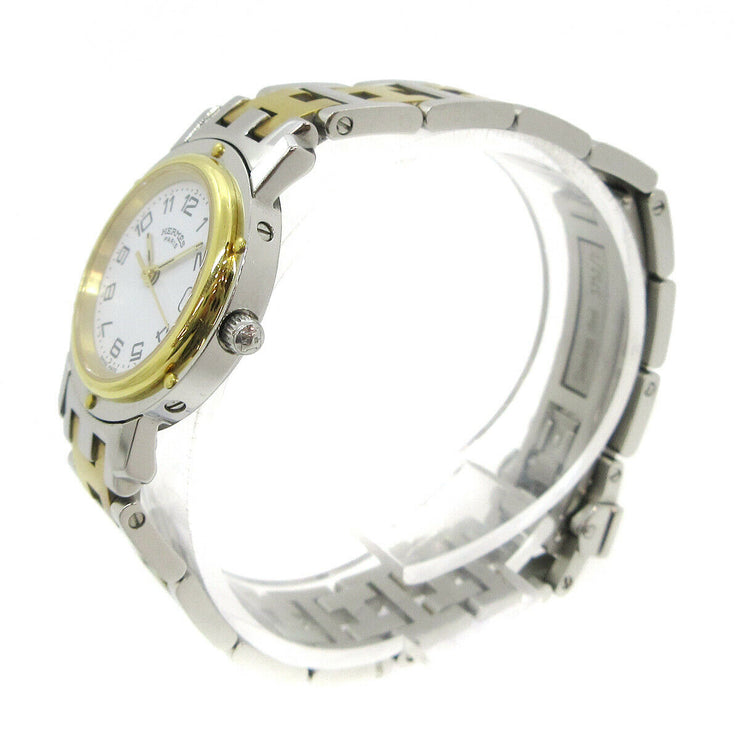 HERMES Clipper Date CL4.220 1815894 Ladies Quartz Wristwatch Watch 31198