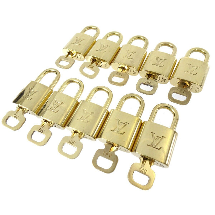 LOUIS VUITTON Padlock & Key Bag Accessories Charm 10 Piece Set Gold 11893