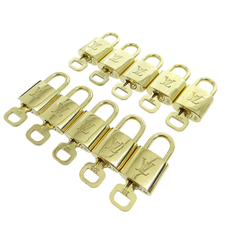 LOUIS VUITTON Padlock & Key Bag Accessories Charm 10 Piece Set Gold 34363