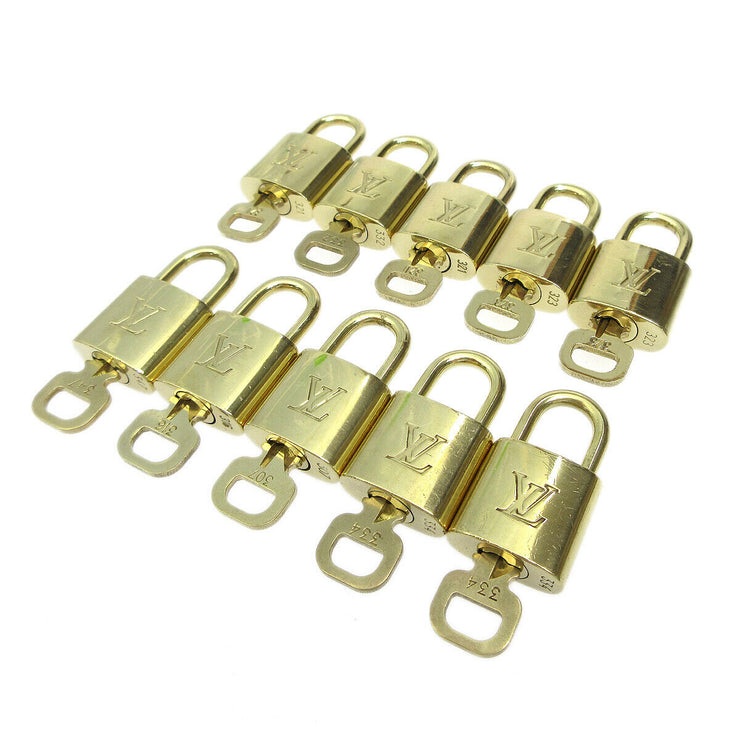 LOUIS VUITTON Padlock & Key Bag Accessories Charm 10 Piece Set Gold 81632