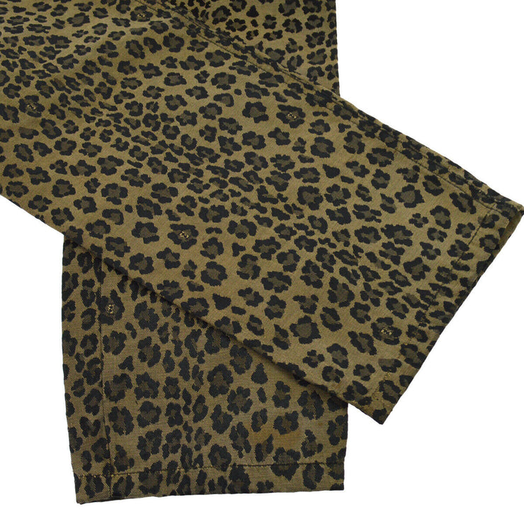 FENDI Vintage Leopard Pattern Long Pants Brown Black AK37958b