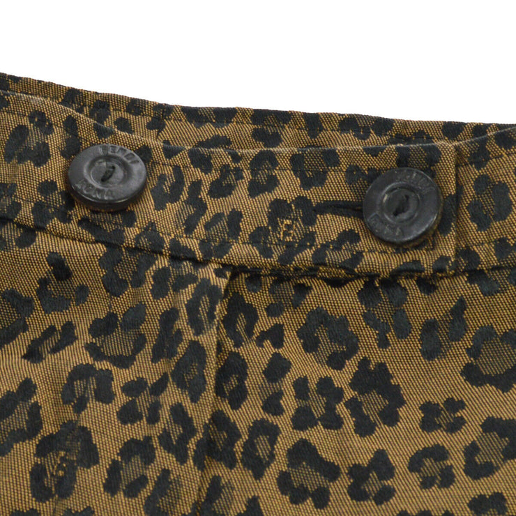 FENDI Vintage Leopard Pattern Long Pants Brown Black AK37958c